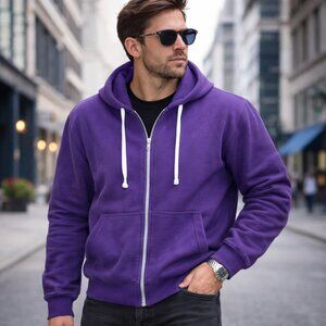 Purple Hoodie Long Sleeve Full Frontal Zip Cuffed